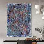 Colorful Tangled Lines on White "Color Chaos" Abstract Painting On Canvas PS1316