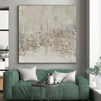 “Textured Neutral Abstract with Raised Elements” - Tactile Abstract Painting On Canvas PS0270