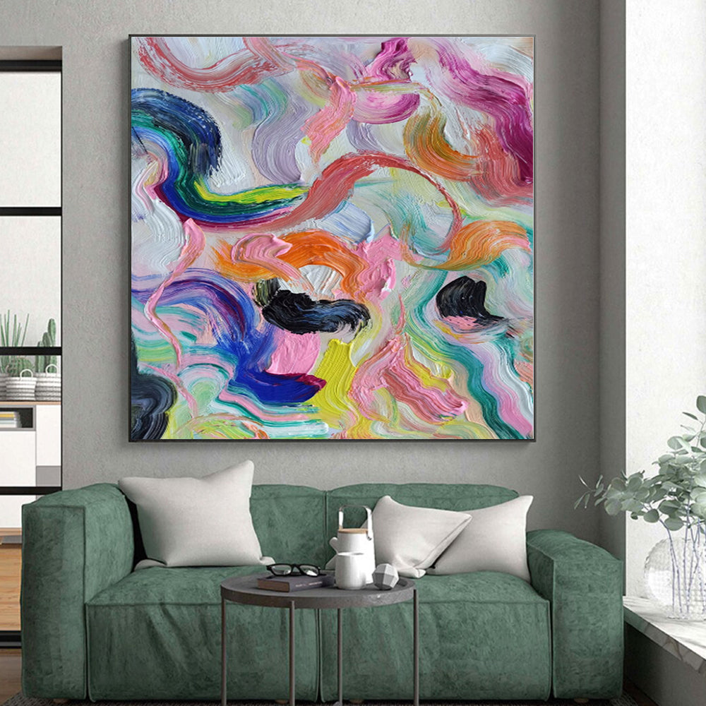 “Rainbow Swirl Abstraction” - Multicolor Abstract Painting On Canvas PS0479