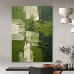 “Textured Green Abstract” - Impasto Abstract Painting On Canvas PT2277