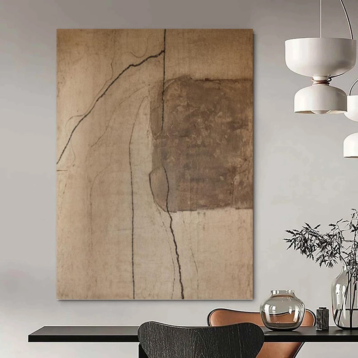 “Brown Cracked Abstract” - Abstract, Textured - Styled Painting On Canvas PT1661