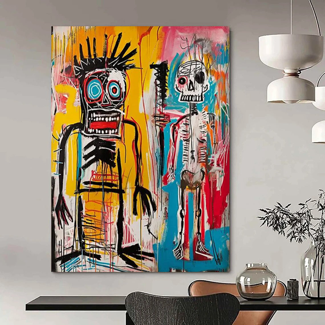 Basquiat - Style Figures Painting On Canvas DS099