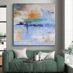 “Soft Blue - Orange Abstract Blend” - Gentle Abstract Painting On Canvas PS0224