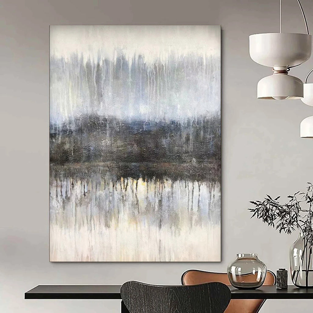 Misty Forest Reflection, Impressionistic Landscape, Oil Painting On Canvas PT2102