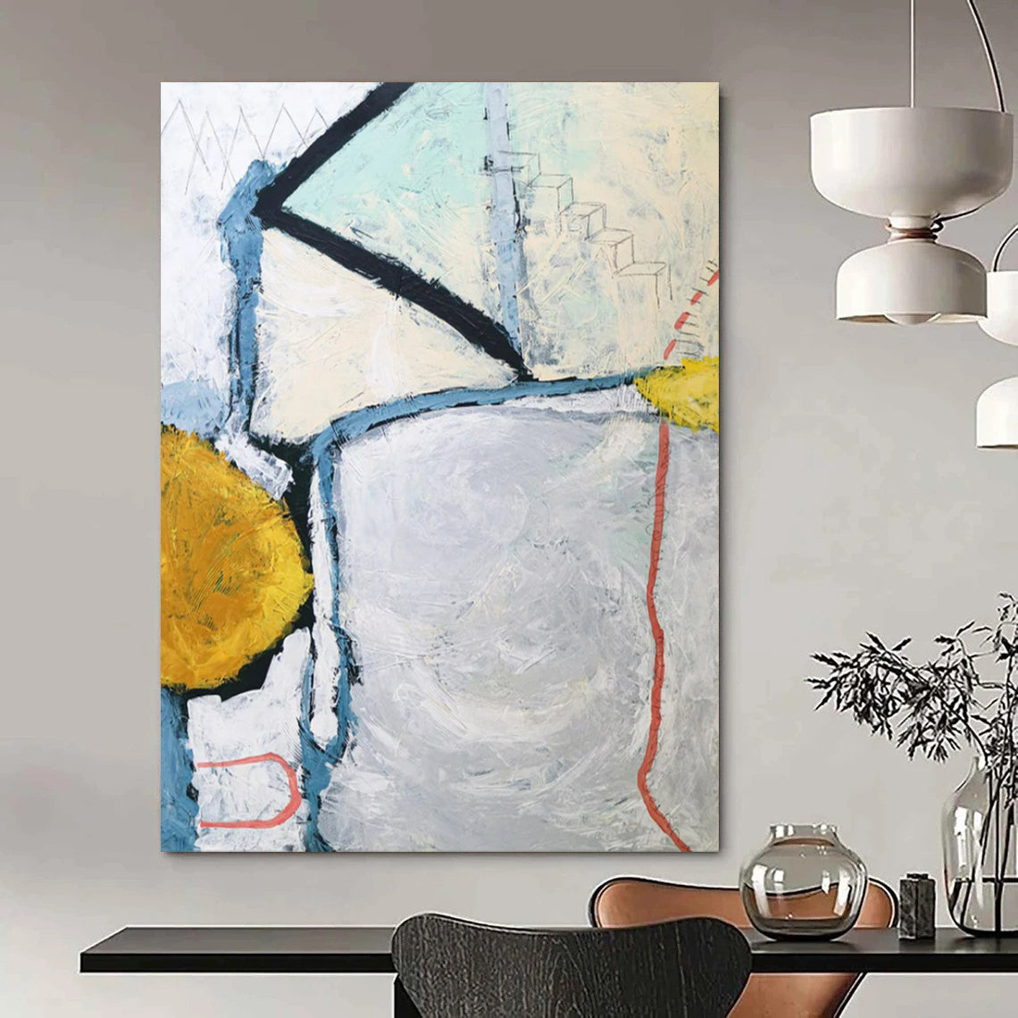 “Cool - Toned Abstract Maze” - Abstract Narrative Painting On Canvas PT2392