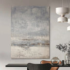 Gray Textured Landscape Hints Minimalist Abstract Painting On Canvas DS058