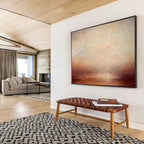 “Soft Sunset Gradient” - Beige, Orange & Brown Landscape, Impressionistic Oil Painting On Canvas DKS775