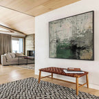 Grey and Green Abstract Layers Abstract Expressionist Painting On Canvas DKS151