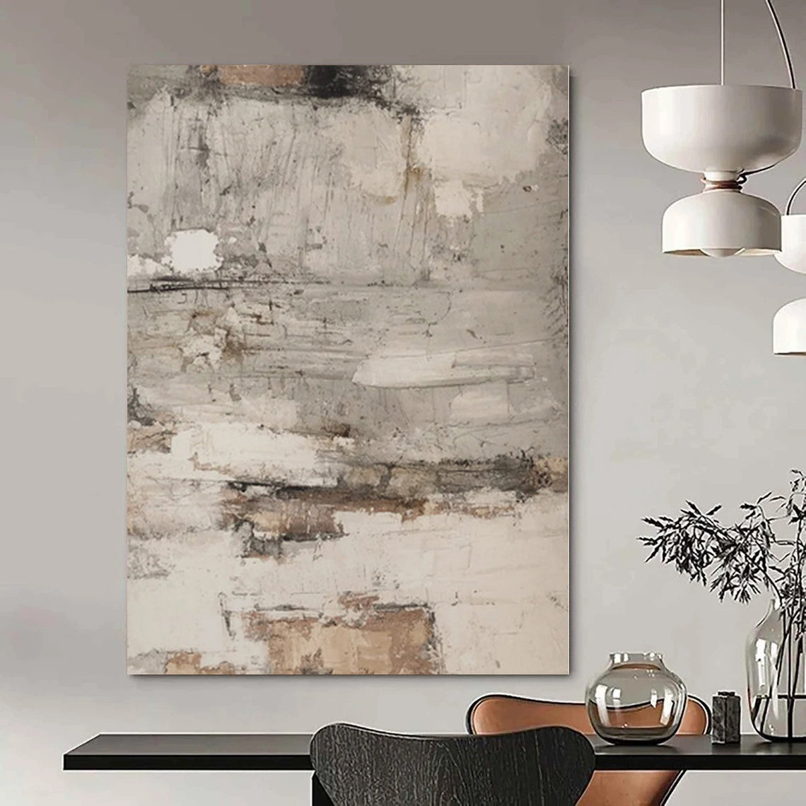“Gray - White Textured Subtle” - Calming Abstract Painting On Canvas PS0127
