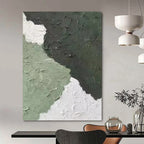 “Green - White Textured Abstract” - Minimalist Abstract Painting On Canvas PT1326