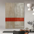 “Beige - Gray Minimalist Lines” - Minimalist Abstract Painting On Canvas DS007