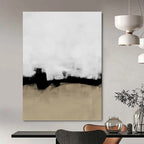 “Black - White - Beige: Minimalist Abstract” - Understated Modern Art On Canvas PT0965