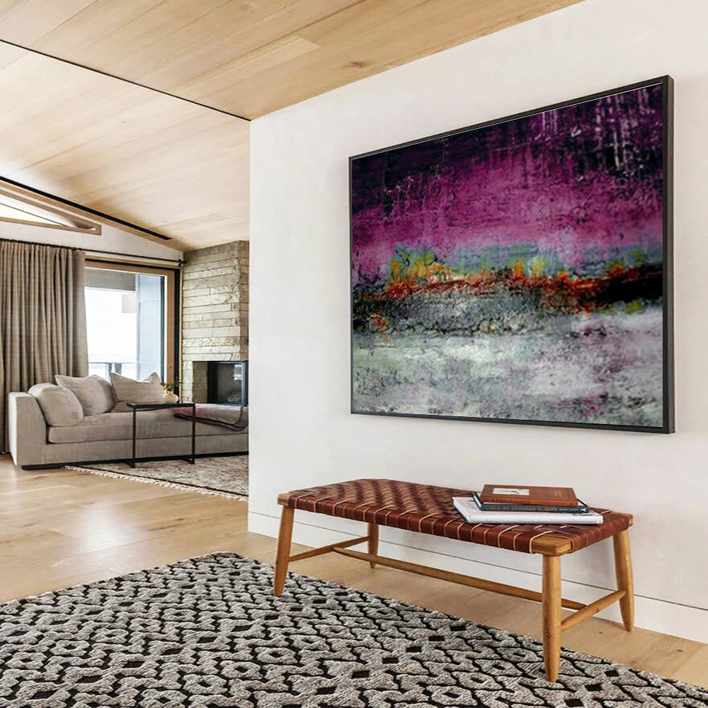 “Purple - hued Textured Abstract” - Mood - setting Abstract Painting On Canvas DKS391
