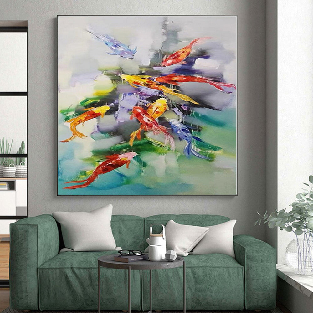 “Colorful Koi Fish Abstraction” - Abstract Animal Painting On Canvas PS0432