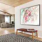 “Pink And Green Floral Cascade” - Floral Painting On Canvas DKS534