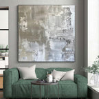 Gray & White Textured Abstract "Concrete Serenity" Painting On Canvas PS0852