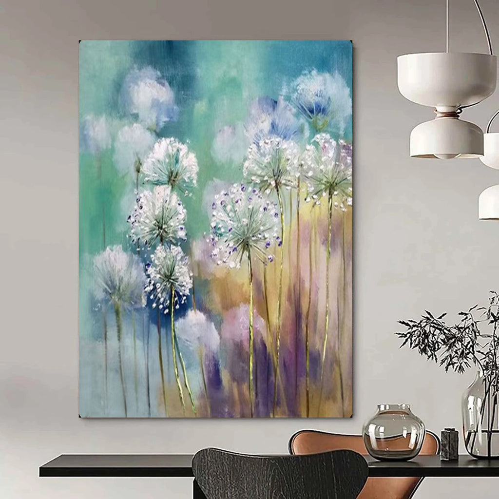 Dandelion Dreams Soft - Hued Floral Impasto, Painting On Canvas PT2151