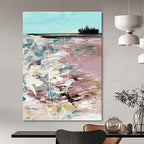 “Pastel Shoreline Abstraction” - Soft Hues & Textured Layers Painting On Canvas DS198