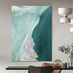 “Teal - White Abstract Flows” - Fluid Abstract Painting On Canvas PT1236