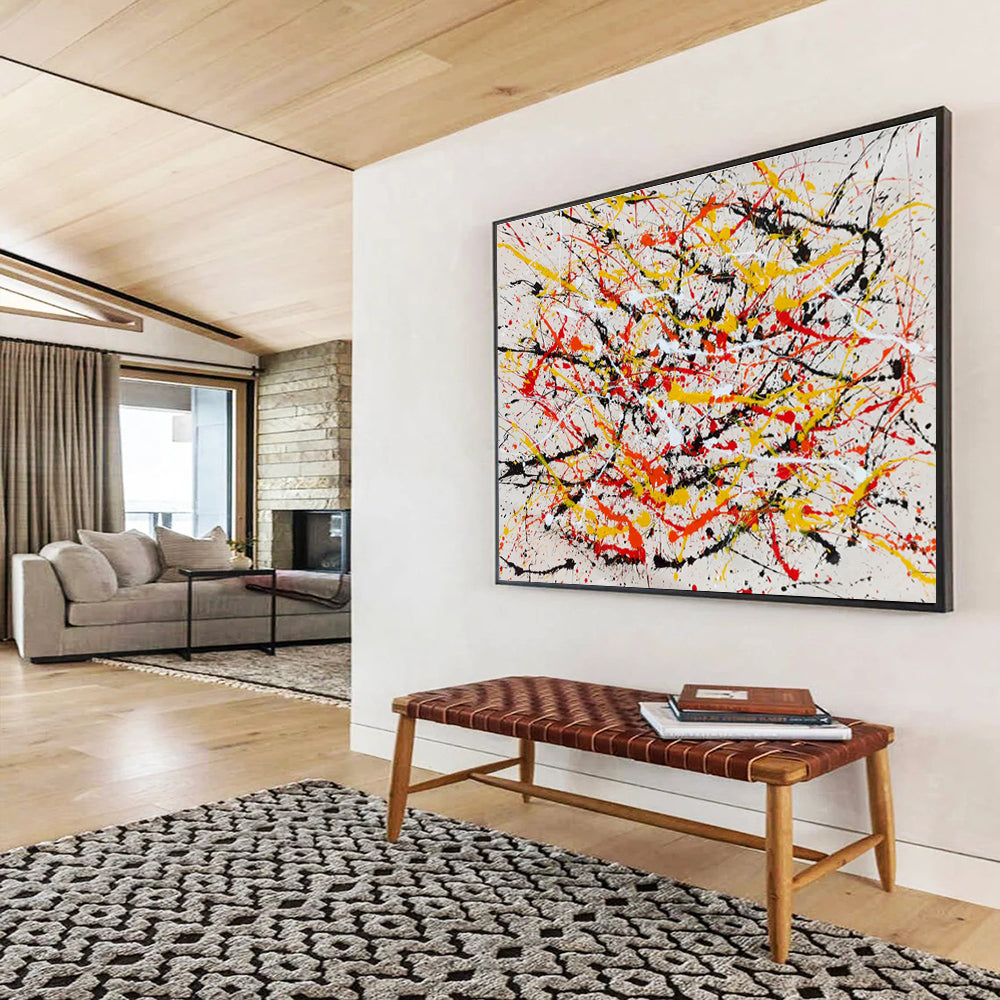 “Yellow - Red Splatter Dynamism” Painting On Canvas DKS303