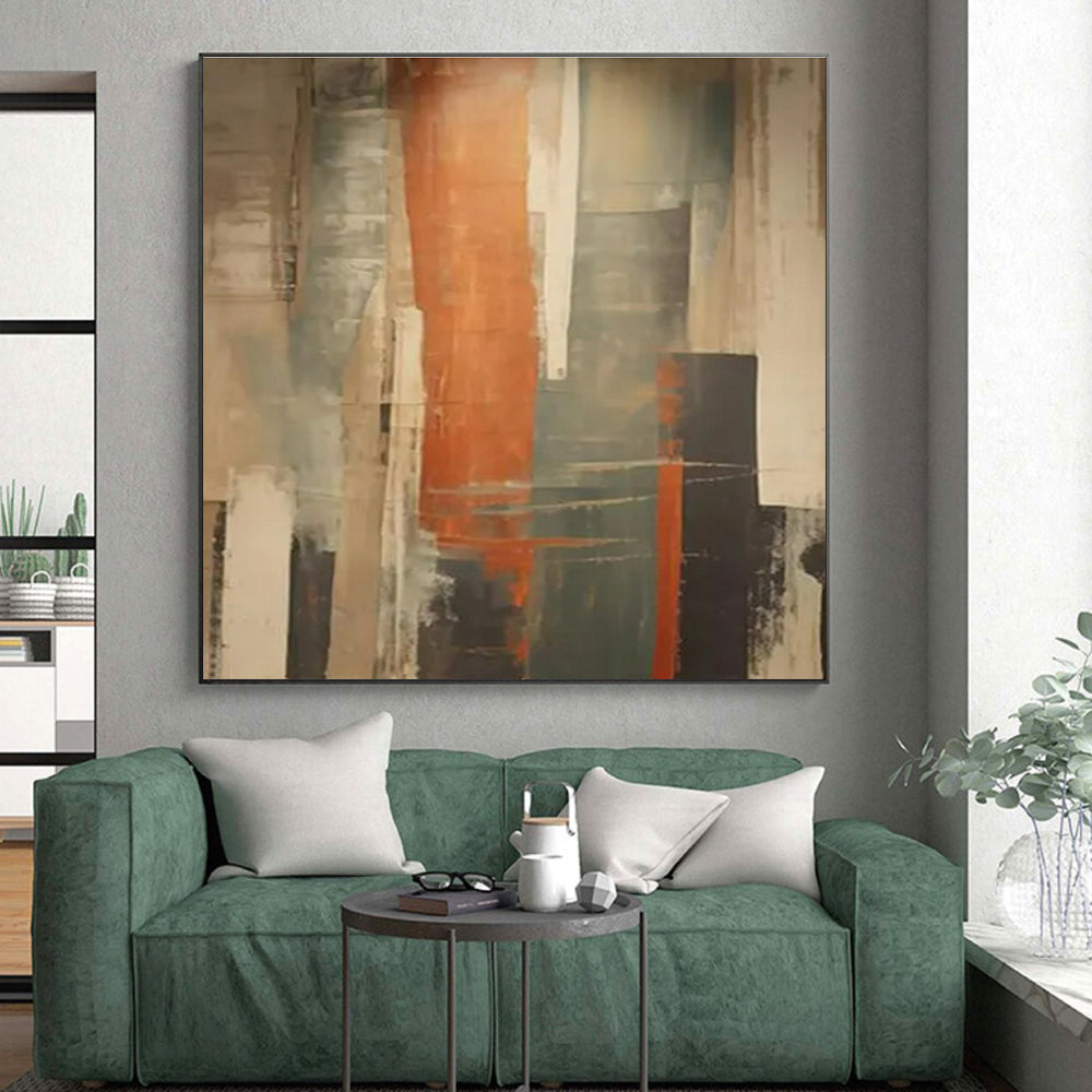 Brown, Orange, Gray Subtle Layers “Earthy Rhythms” - Painting On Canvas PS0813