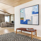 “Blue and White Geometric Abstract” - Abstract Painting on Canvas DKS571