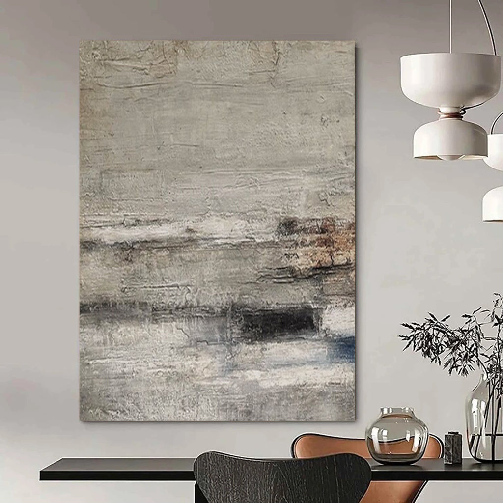 Gray and Brown Textured, "Earthy Layers" – Textured Abstract Painting On Canvas PS0975
