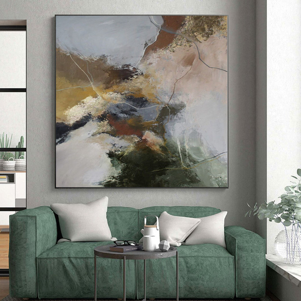 “Earth - Toned Abstract with Subtle Lines” - Textured Abstract Painting On Canvas PS0254