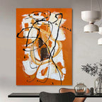 “Orange - White - Black Abstract Swirls” - Abstract Expressionist Painting On Canvas PT1221