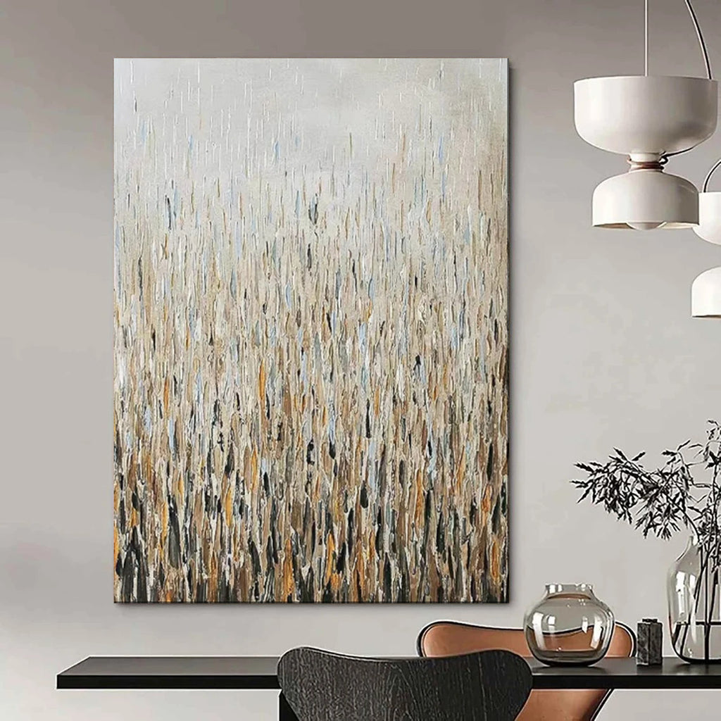 “Textured Neutral Grassland” - Abstract Landscape Painting On Canvas PT1889