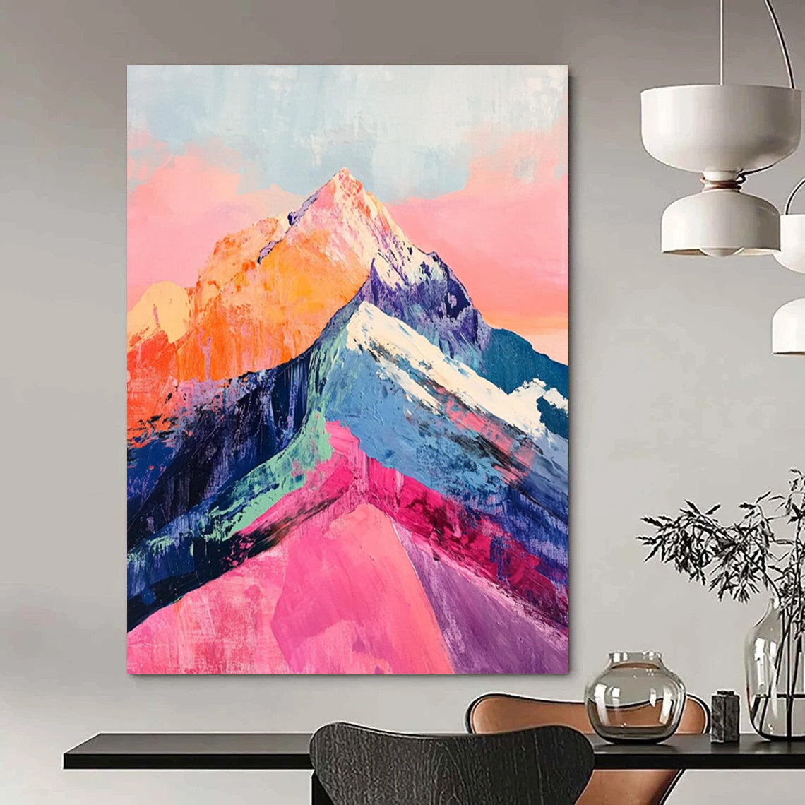“Colorful Mountain Peaks” - Vibrant Landscape Abstract Painting On Canvas DS283