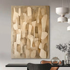 “Beige - Brown Abstract Shapes” - Abstract Geometric Painting On Canvas DS021