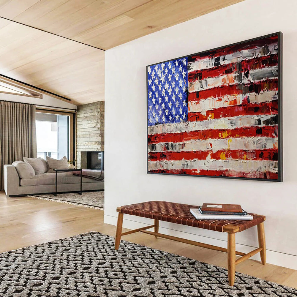 “Textured American Flag” - Impasto Patriotic - Painting On Canvas PT1735
