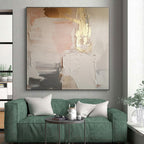 “Pink - Beige - Gold Abstract” - Soft Abstract Painting On Canvas PS0092