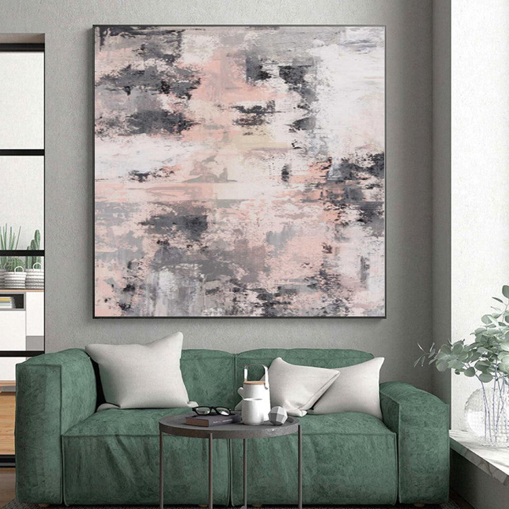 “Blush - Gray Abstract” - Urban Abstract Painting On Canvas PS0068