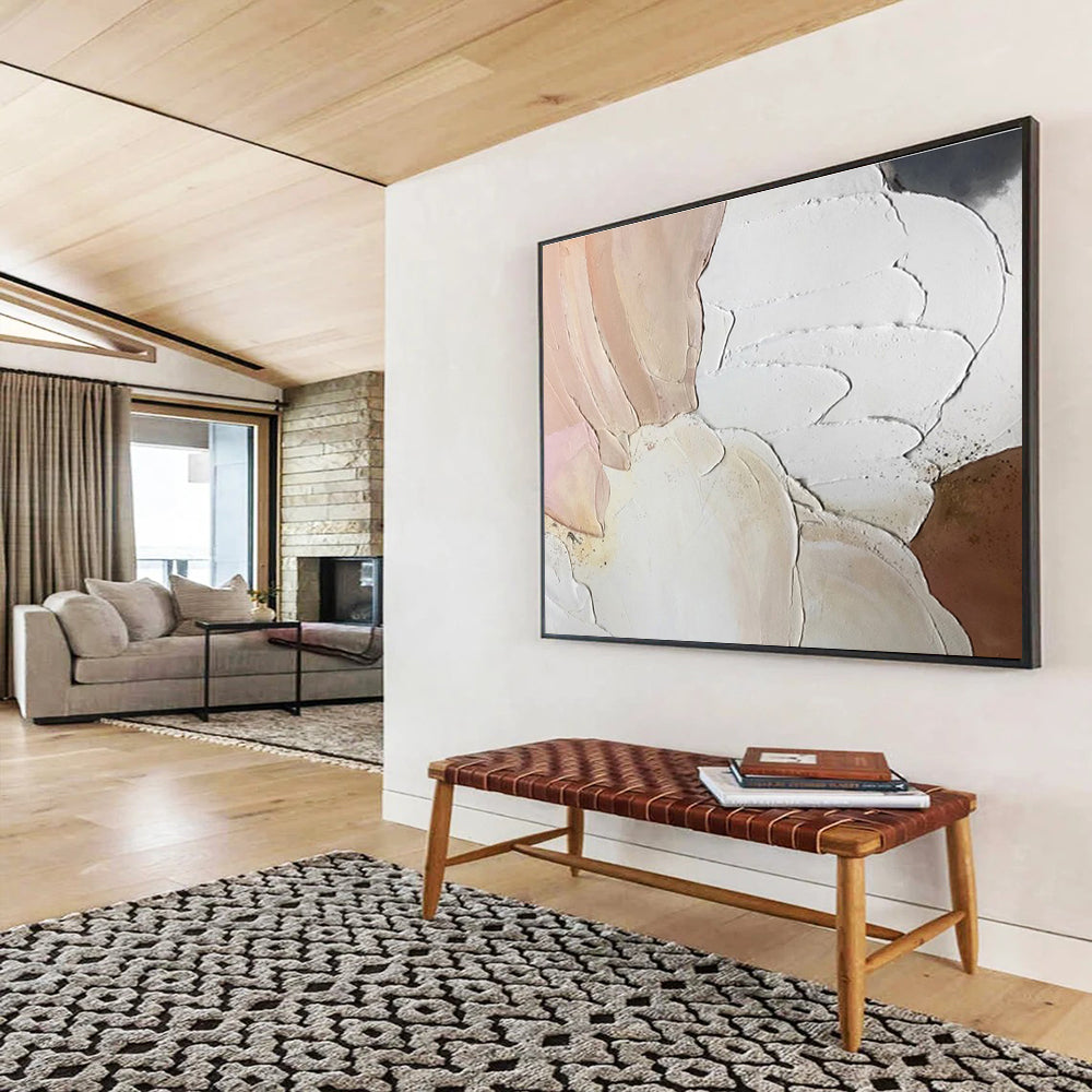 “Textured Blush and White” Abstract Painting On Canvas DKS184