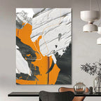 “Orange, Gray, and White Abstract” - Modern, Geometric - Styled Painting On Canvas PT1528