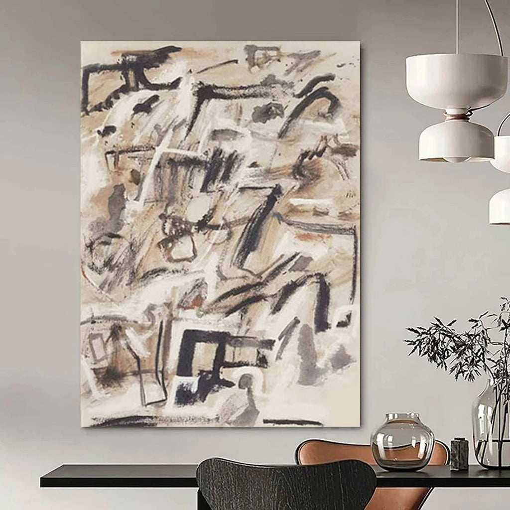 “Brown Abstract Chaos” - Dynamic Strokes in Earthy Tones Painting On Canvas DS143