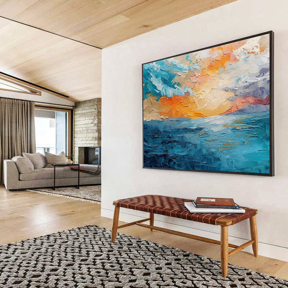 “Textured Sea Sunset” - Impasto Seascape Painting On Canvas DKS503