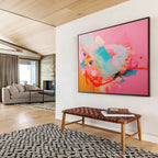“Pink - Dominant Color Burst” - Vibrant Abstract Painting On Canvas DKS502