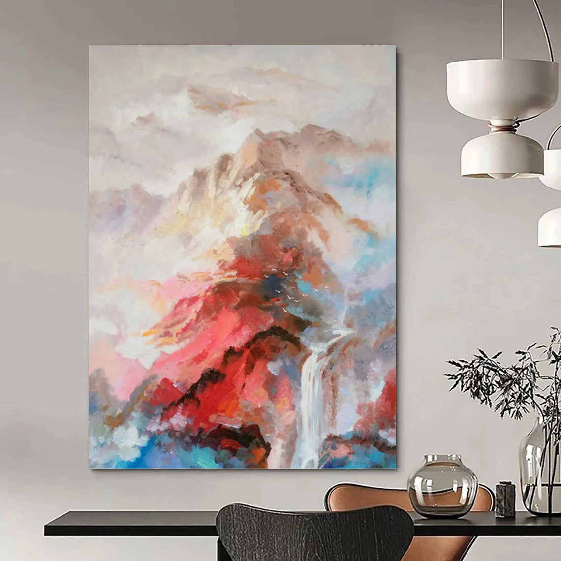 “Colorful Mountain Abstract” - Impressionist Landscape Painting On Canvas PT1348