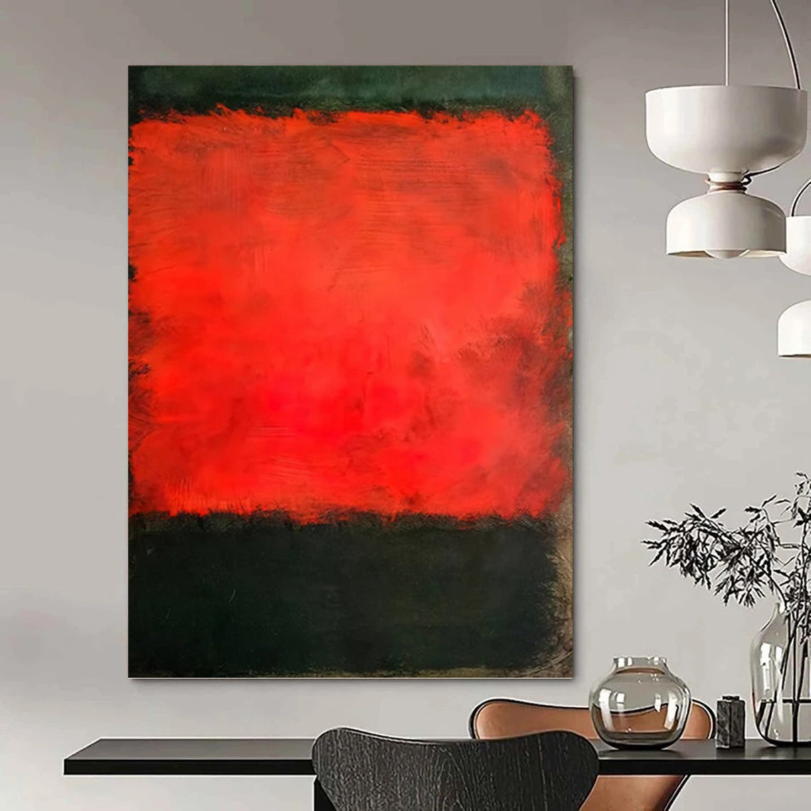 “Red - Black Abstract” - Abstract, Intense - Styled Painting On Canvas PT1614