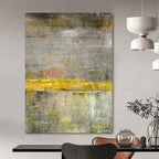 “Gray - Yellow Abstract Divide” - Industrial Abstract Painting On Canvas PS0213