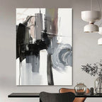 “Grey - Black Abstract Forms” - Minimalist Abstract Painting On Canvas PT1271