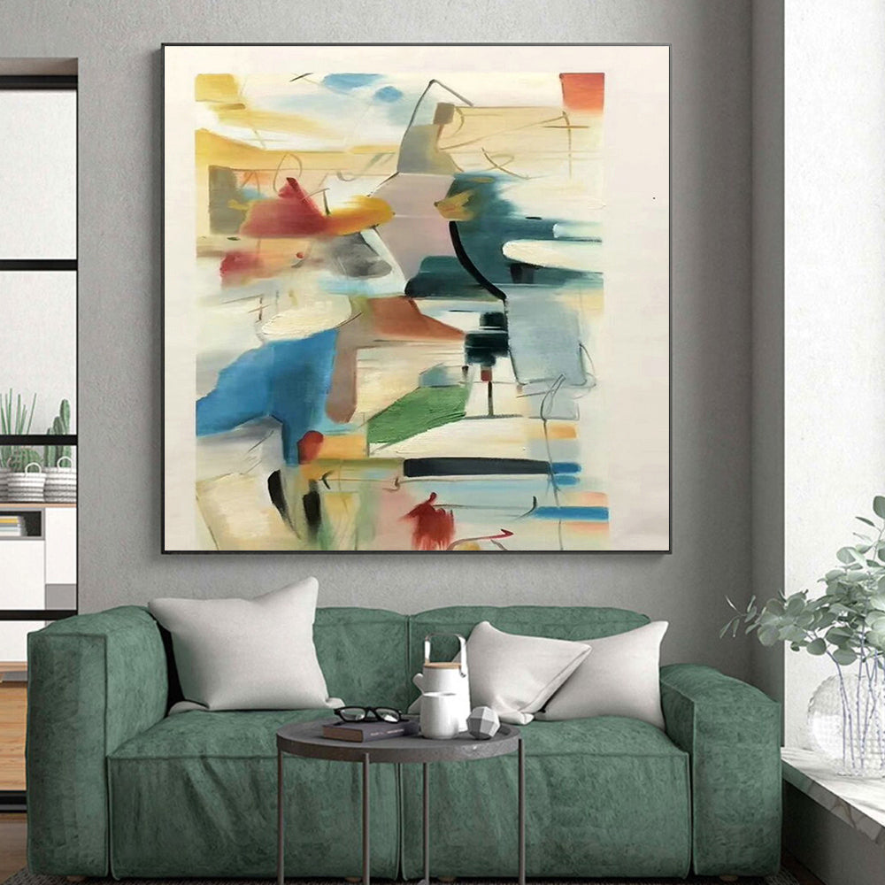 “Colorful Abstract Sketch” - Multicolor, White Abstract Sketch - like Painting PS0609