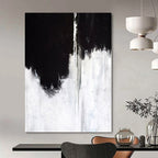 Black and White with Dramatic Drips "Noir Cascade" Abstract Painting On Canvas PS1146