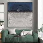 “Blue - Gray Concentric Circles” - Abstract Geometric Painting On Canvas PS0424