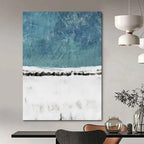 “Teal - White Abstract Snowscape” - Abstract Landscape Painting On Canvas PT2025