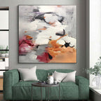 “Grey - Orange Abstract Energetic Forms” - Expressive Abstract Painting On Canvas PS0300