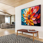 “Colorful Petals of a Blooming Flower” - Impasto Floral - Painting On Canvas PT1766